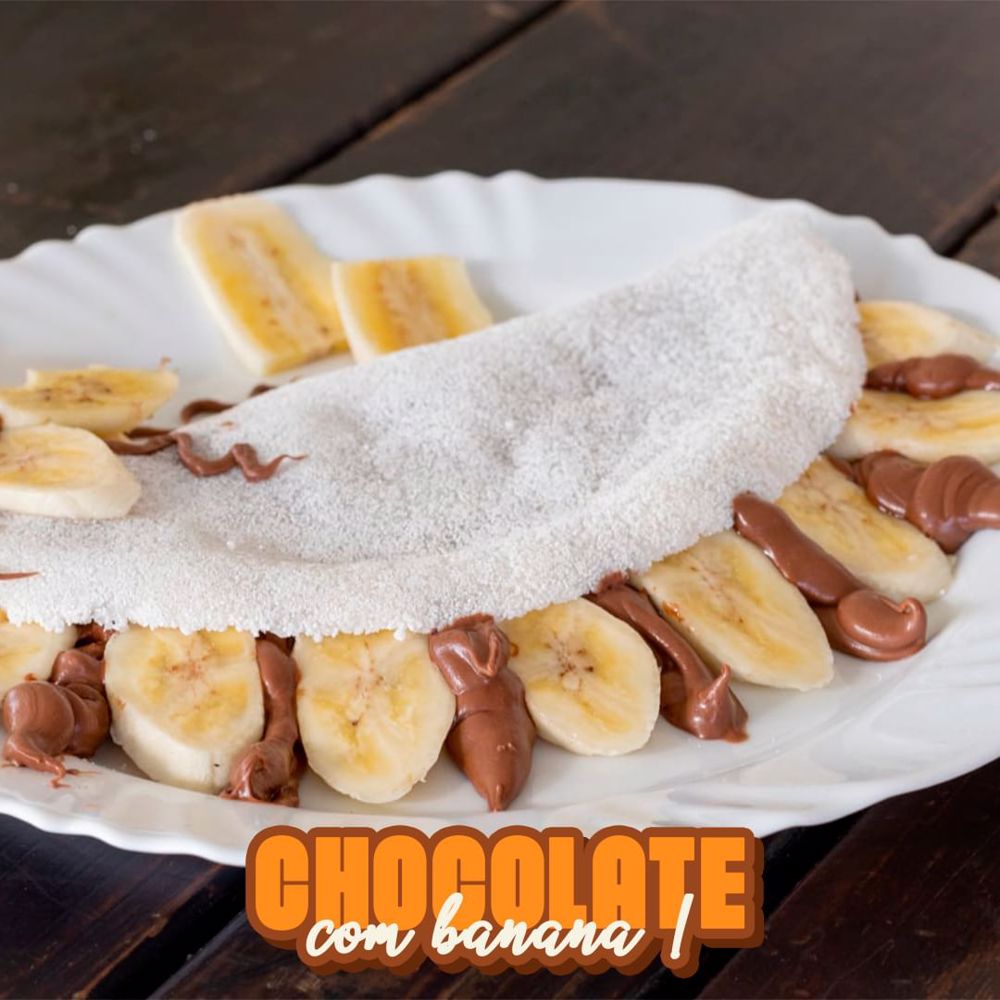 tapioca Com Chocolate e Banana