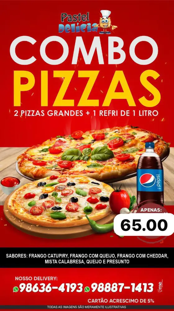 2 Pizzas Grandes + 1 Refri 1L