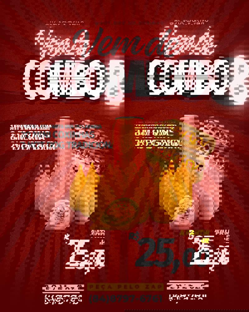20 Mini Coxinhas + 2 Hot Dog Trad + Refri Lata