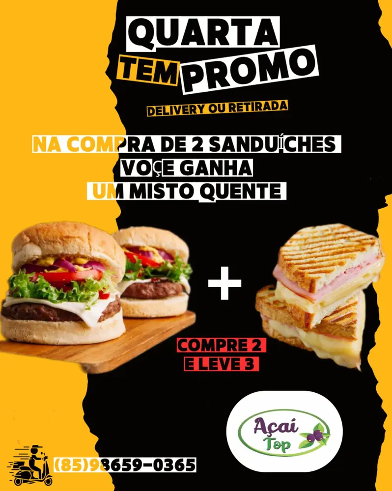 02 SANDUICHES  com 01 Misto Grátis 