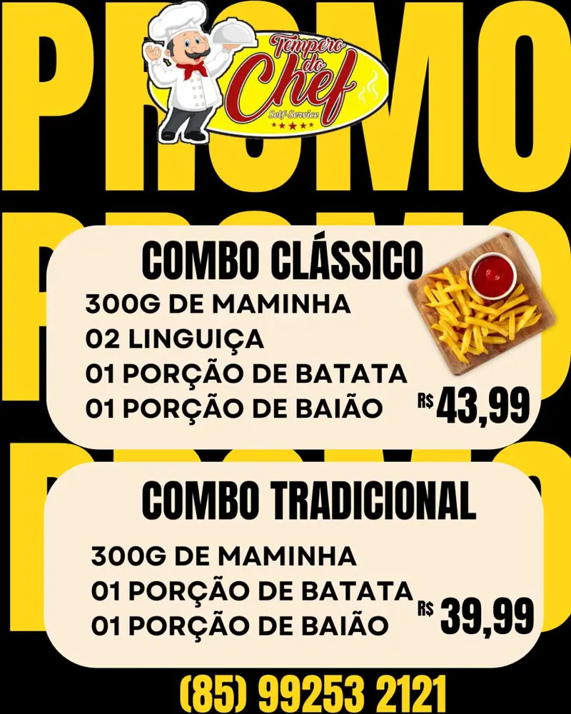 COMBO CLASSICO - 300G MAMINHA,02 LINGUIÇA,BATATA FRITA E BAIÃO