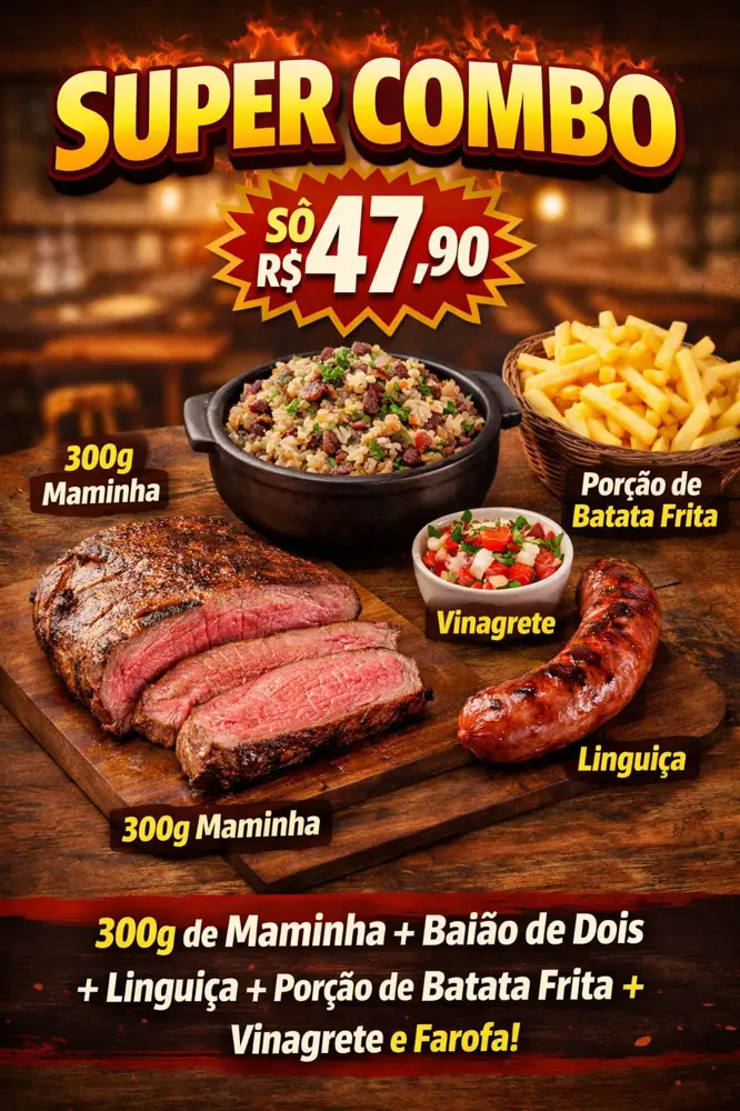 COMBO MAMINHA 300G MAMINHA 1 BATATA 1 BAIAO 1 LING VINAGRETE FAROFA
