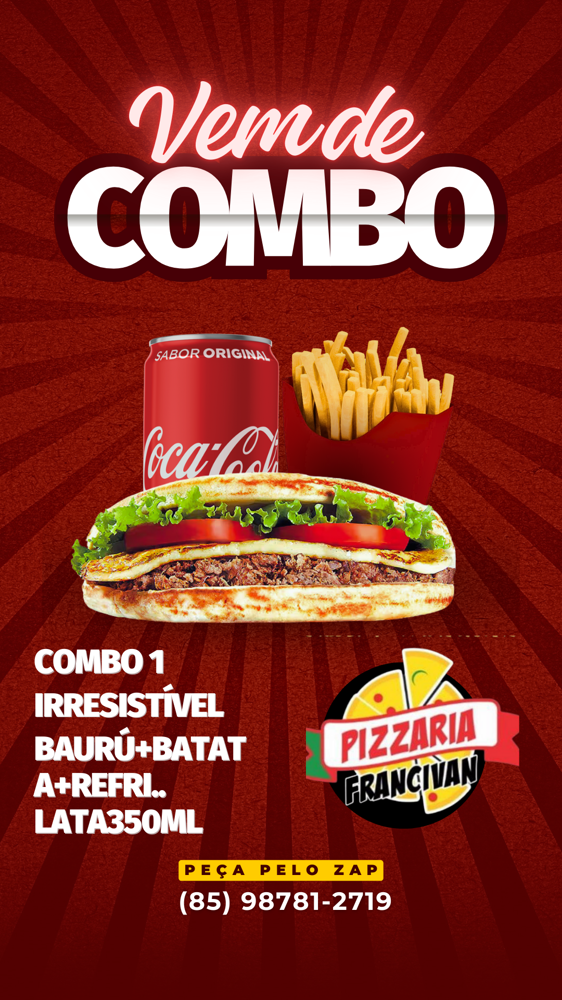 COMBO BAÚRU + BATATA FRITA + REFRI. LATA 350ML.